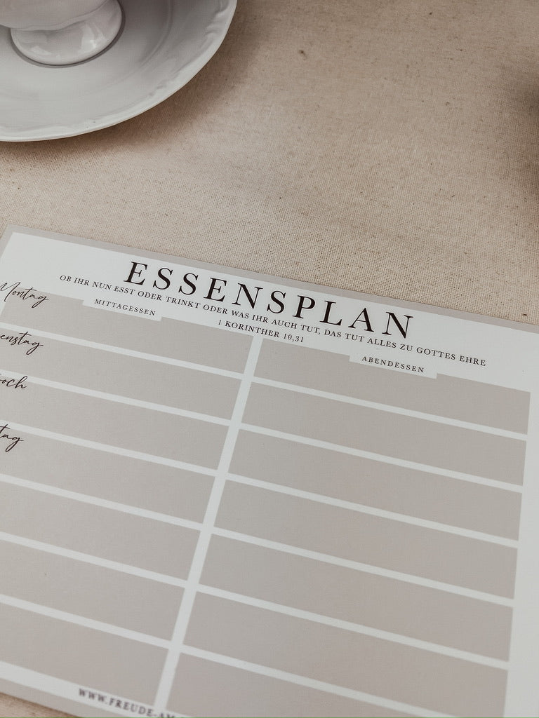 Essensplan + Einkaufsliste Block| Set