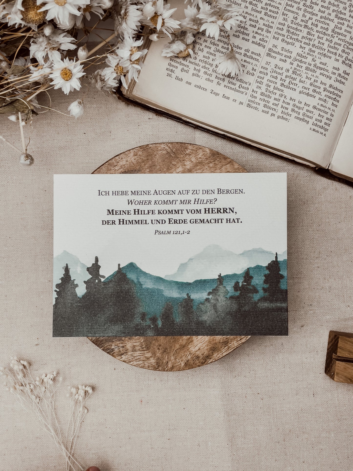 Karte auf Aquarellpapier | Psalm 121