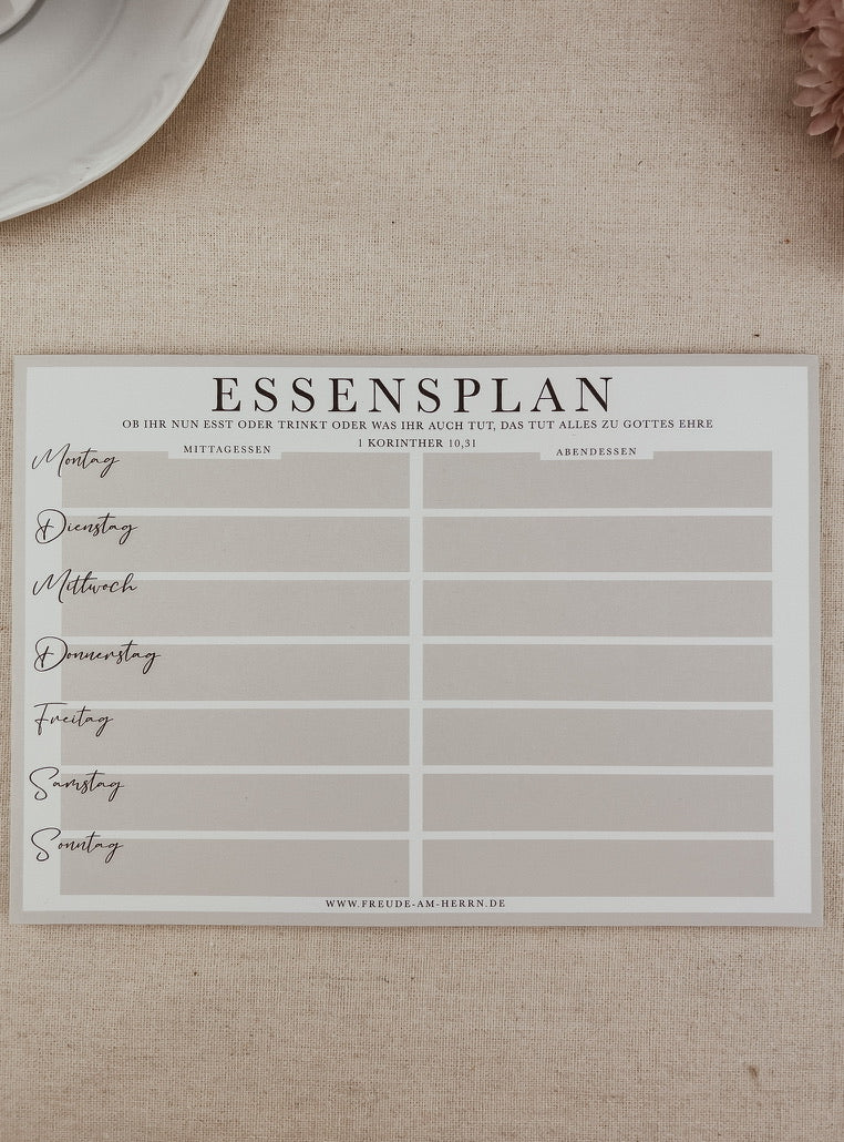 Essensplan + Einkaufsliste Block| Set