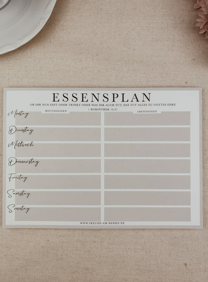 Essensplan + Einkaufsliste Block| Set