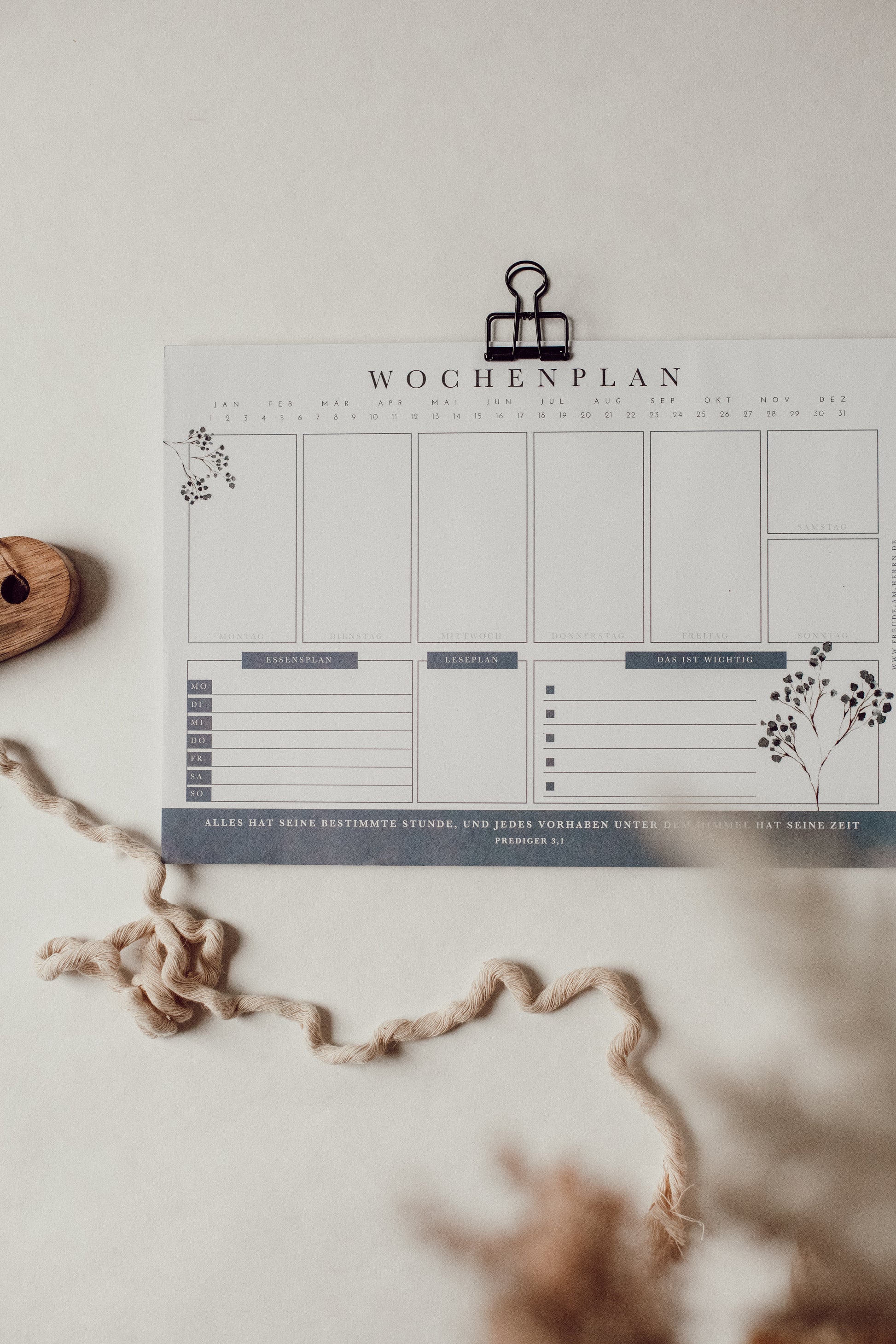 Wochenplaner mit Bibelvers und minimalistischem Design