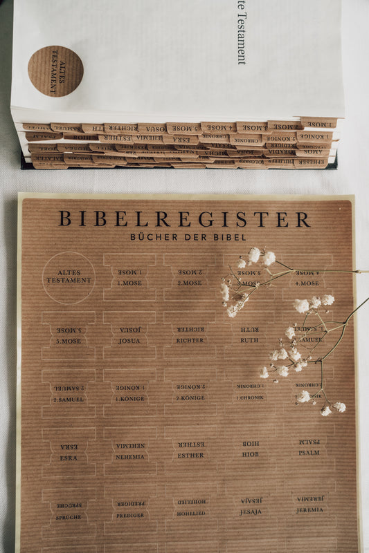 Bibelregister | Bücher der Bibel | Kraftpapier, selbstklebend