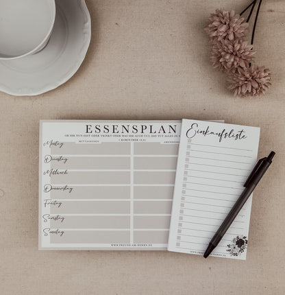 Essensplan + Einkaufsliste Block| Set